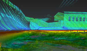 3D image of dam and surrounding area